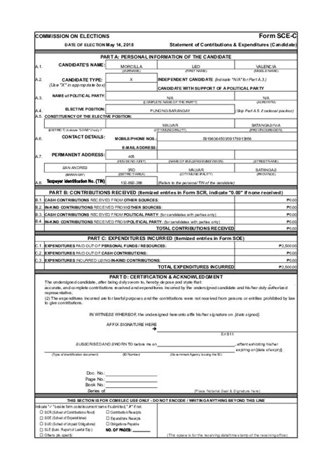 soce comelec form